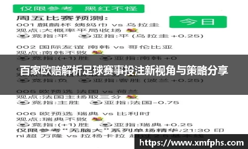 百家欧赔解析足球赛事投注新视角与策略分享